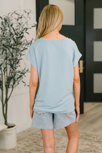 Not So Basic Pocket Tee in Blue