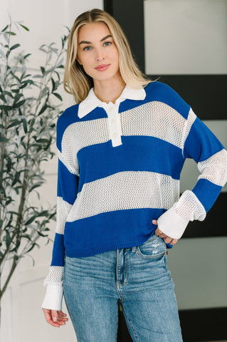 Deep Thoughts Striped Loose Knit Top