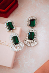 Jadie Green Crystal Chandelier Earrings