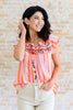 Orange Blossoms Flutter Sleeve Blouse