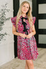 Pattern Pending Bow Detail Dress in Fuchsia and Black