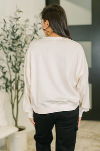 Petal Poise Floral Applique Pullover in Neutral