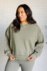 Quick Fix Mineral Wash Crew Neck Pullover in Army Green