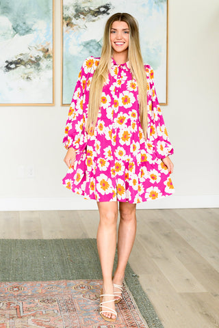 Smocked Printed Flounce Sleeve Mini Dress