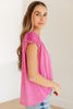 Ruched Cap Sleeve Top in Magenta