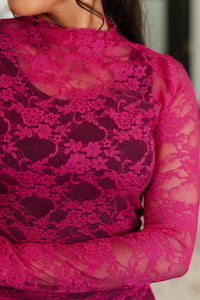 Sheer Intentions Lace Layering Top Fuchsia