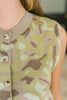Show Yourself Camo Sleeveless Button Down Top