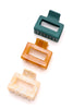 Small Square Claw Clip Set of 3