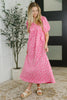 Softly Spoken Textured V-Neck Dress in Hot Pink