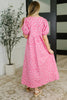 Softly Spoken Textured V-Neck Dress in Hot Pink