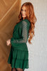 Starlit Glow V-Neck Tiered Dress in Hunter Green