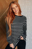 Super Clever Patchwork Striped Top in Black