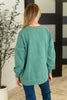 Talk Cozy to Me Stepped Hem Pullover in Dark Green