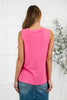 Thread Lightly Ribbed Knit Tank in Strawberry Pink