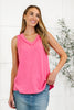 Thread Lightly Ribbed Knit Tank in Strawberry Pink