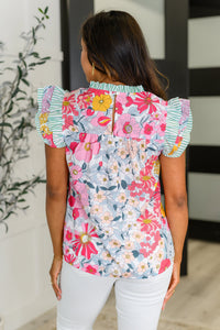 Too Fab to Care Ruffled High Neck Floral Blouse