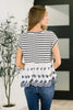 Too Sweet to Share Scalloped Hem Blouse in Ivory and Navy