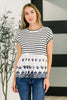Too Sweet to Share Scalloped Hem Blouse in Ivory and Navy