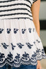 Too Sweet to Share Scalloped Hem Blouse in Ivory and Navy