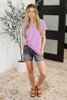 Top Shelf Basic V-Neck Ribbed Tee in Lavender