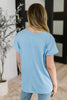 Top Shelf Basic V-Neck Ribbed Tee in Sky Blue
