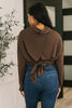 Travel Destination Cowl Neck Pullover in Chocolate