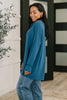 Travel Destination Cowl Neck Pullover in Dark Teal