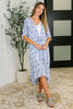 Tropical Print Gauze Kimono with Elastic Waist Tie in Periwinkle