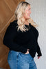 V-Neck Front Seam Sweater in Black