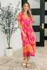 Whispering Willow V-Neck Dress in Fuchsia
