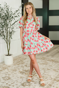 Wildflower Waltz Gathered Tier Dress in Mint