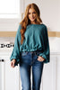 Winging It Ruffle Detail Top in Teal