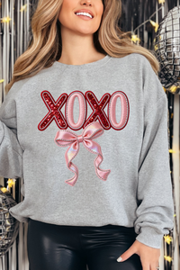 XOXO Faux Glitter Bow Tee or Sweatshirt
