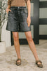 Zenim Printed High Waisted Shorts in Charcoal