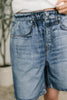 Zenim Printed High Waisted Shorts in Classic Denim