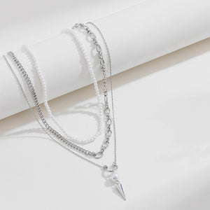 Rhinestone Synthetic Pearl Three-Layered Necklace