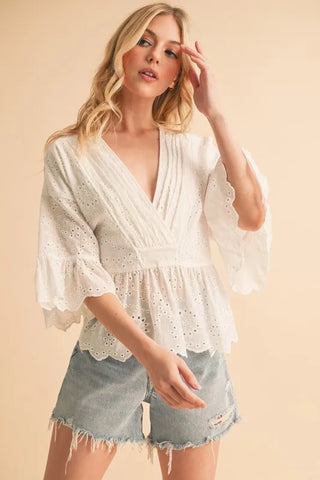 Pinkies Up Knit Top in White