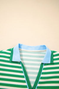 PRE ORDER - Stripe Flutter Sleeve Contrast Collar Mini Dress