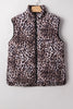 Leopard Quilted Sleeveless Zip Up Puffer Vest