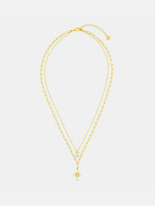 14K Gold-Plated Copper Zircon Pendant Necklace