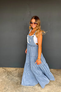 PREORDER- BOHO & LACE DENIM OVERALLS