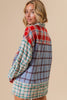 BiBi Color Block Plaid Button Down Shirt