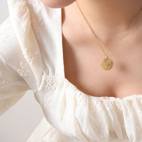 Gold Collar Necklace w/ Amazonite Pendant