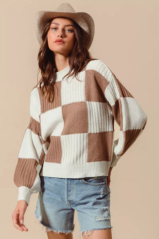 Simple Silhouette Brushed Hacci Sweater in Sand Beige