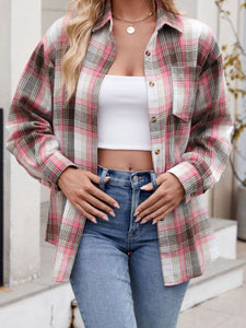 Mandy Plaid Collared Neck Long Sleeve Shirt