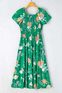 PRE ORDER - Floral Bubble Sleeve Smocked Tiered Midi Dress