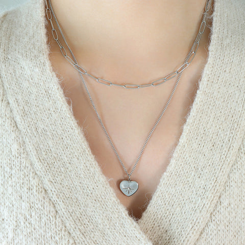 Heart Shape Rose Gold-Plated Pendant Necklace