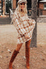 Plaid Collared Neck Long Sleeve Mini Shirt Dress