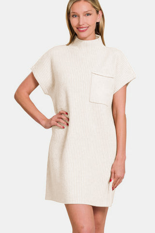 Boat Neck Long Sleeve Sweater Dress