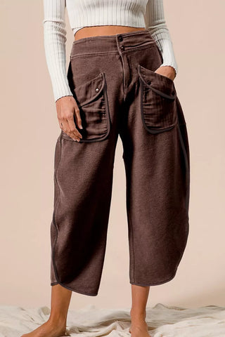 Building Habits Twill Flared Crossover Waist Pant in Black